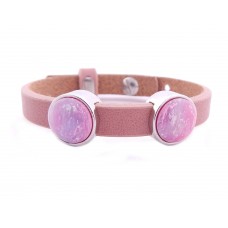 Cuoio Armband mit pinken Glitzer-Cabochons, rosa